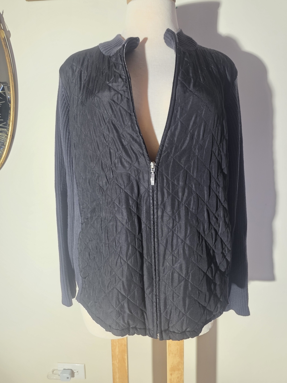 croft & barrow Black Quilted Bomber Jacket (Size 3X)